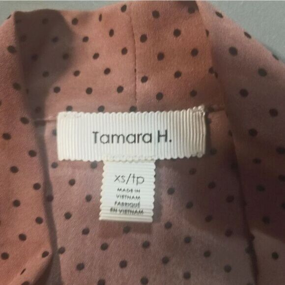 Tamara H. XS Pink Blouse with Polka Dots And Neck Tie - Picture 2 of 3
